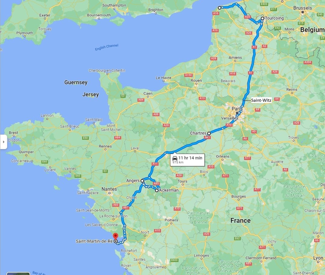 The route to Saint-Martin de Re - 5 Things to know when taking a Battery Electric Car to France