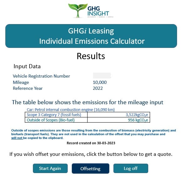 Emissions from Leased Vehicles - GHGi Leasing Individual Emissions